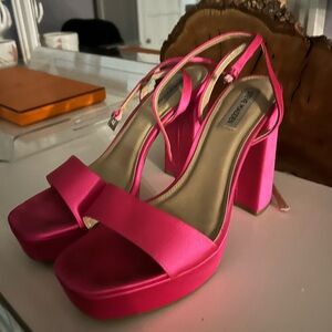 Hot pink platform heels